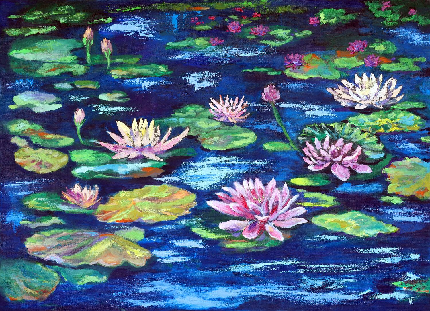 The Water Lilies Pond. Viktoriya Filipchenko Originalgemälde zu verkaufen