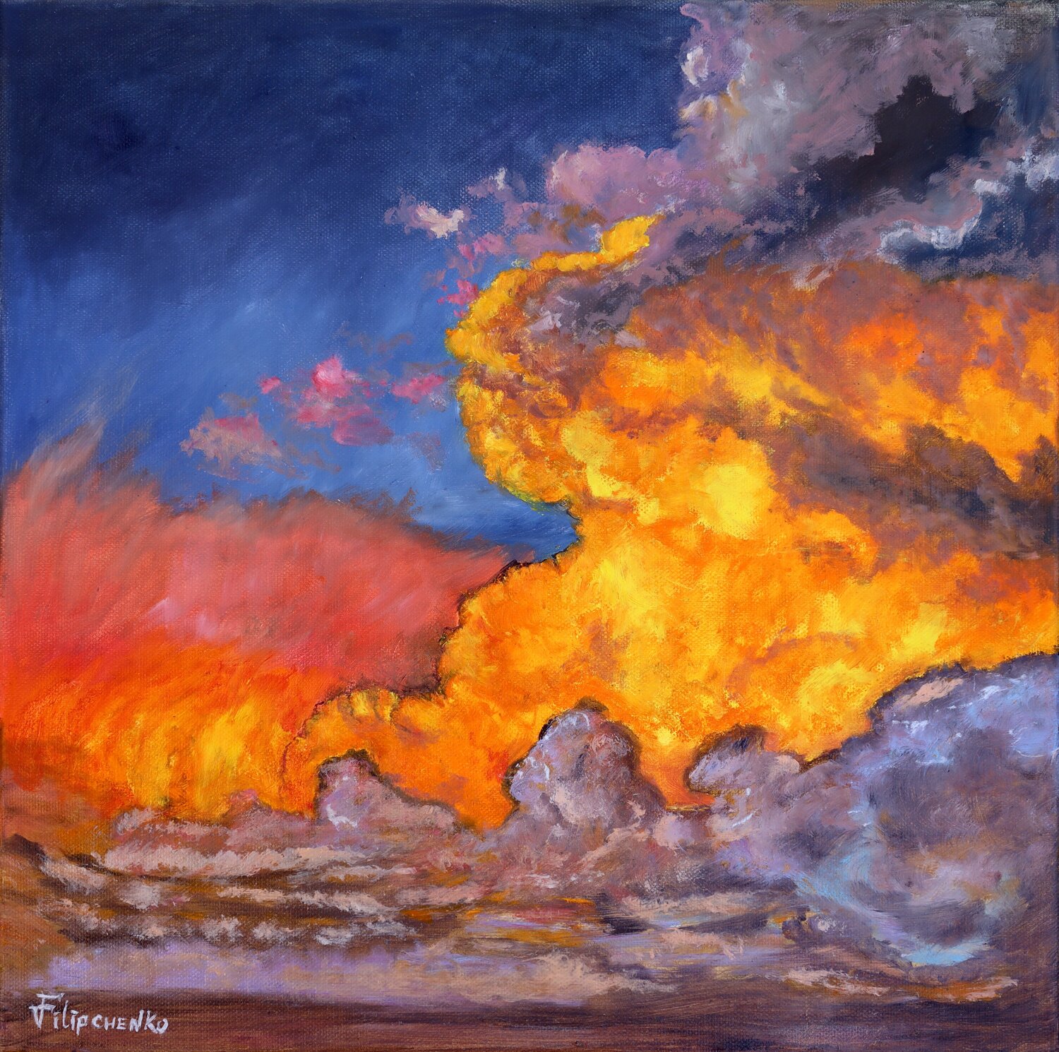 Le nuvole al tramonto. Viktoriya Filipchenko Originalgemälde zu verkaufen