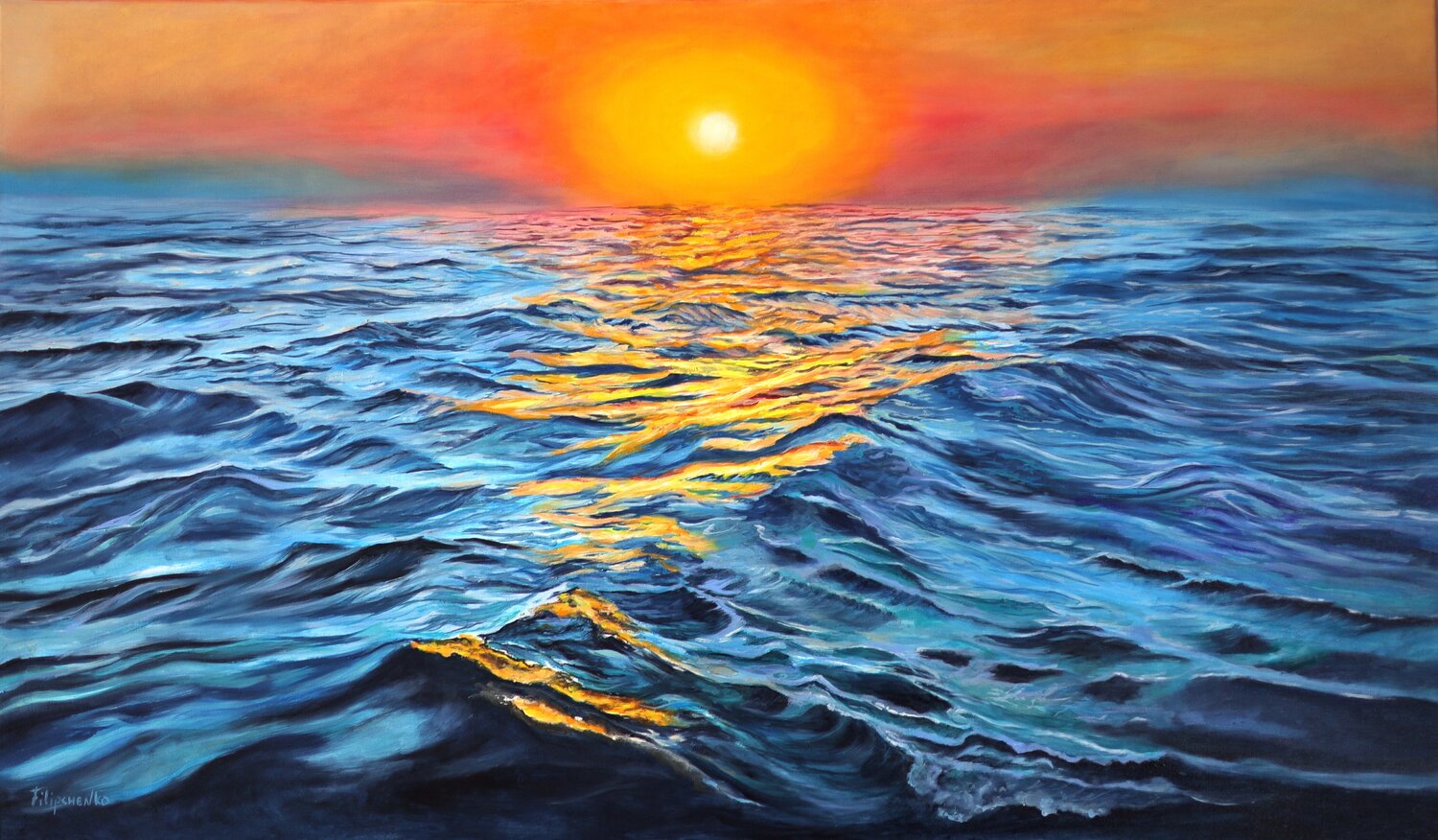 The Sea Sunset. Viktoriya Filipchenko Originalgemälde zu verkaufen
