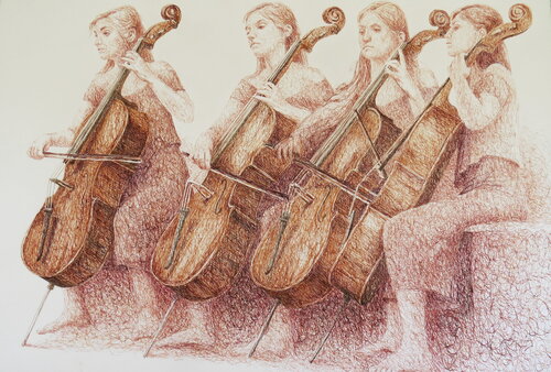 Cello Variations di Marianne Gabriel, Opera su carta in vendita su Singulart