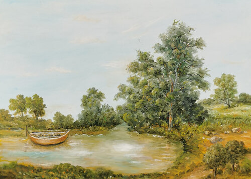 A lonely boat van nima novik, Schilderij te koop op Singulart