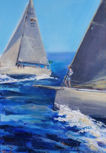 Chasing the wind. Rolex Giraglia race van Dina Aseeva, Schilderij te koop op Singulart