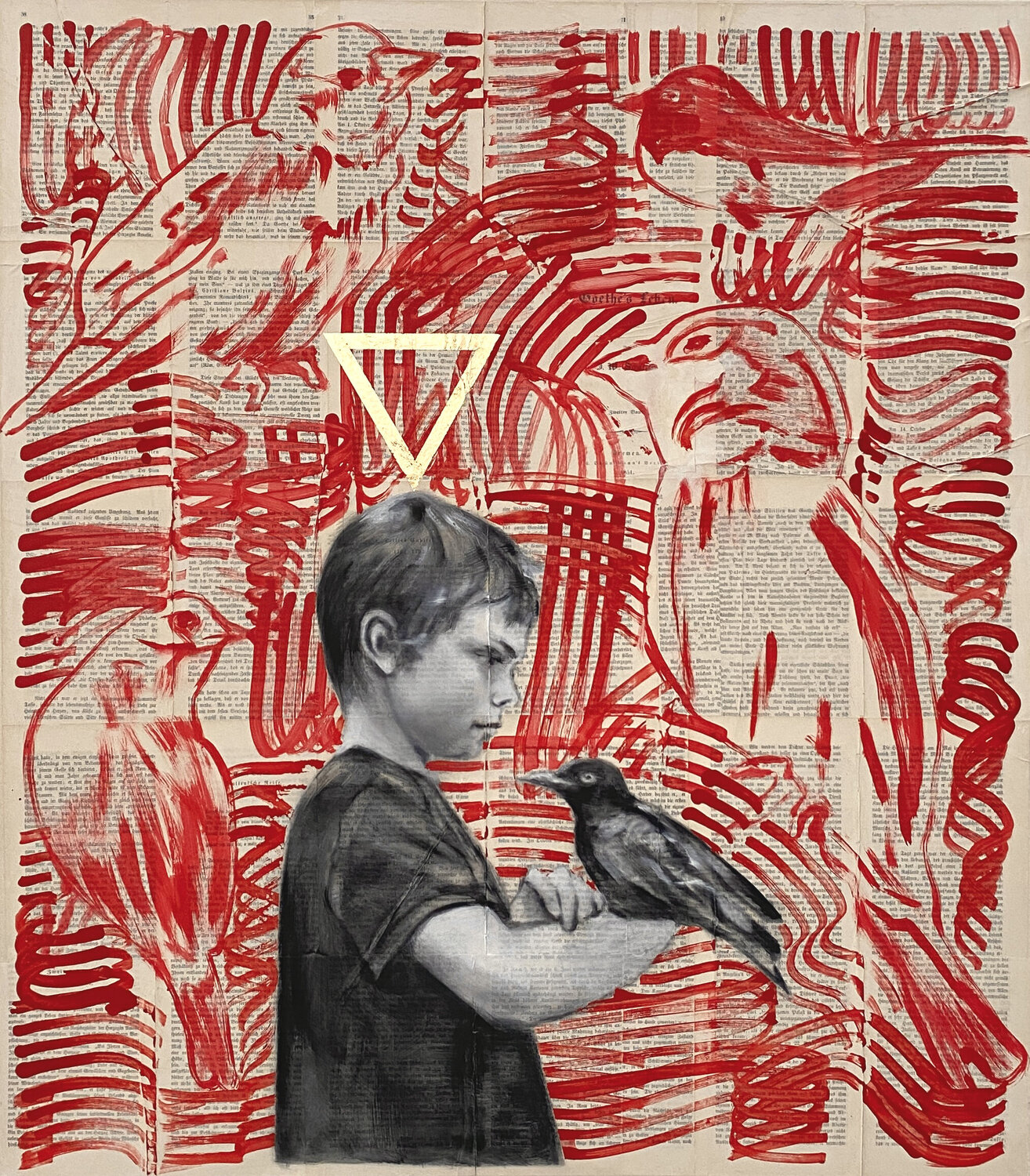 Der Junge und der Vogel Gudrun Eleonore Siegmund Original painting for sale