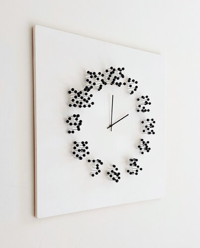mocap (white black) illusionistic wall clock / wall-sculpture by Jan Paul, Sculpture for Sale on Singulart