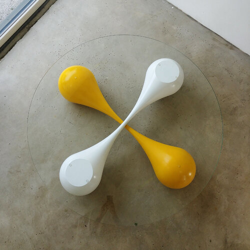 "Untouchables" (yellow/white) streamline sculptural coffeetable-base by Jan Paul, Other Media for Sale on Singulart