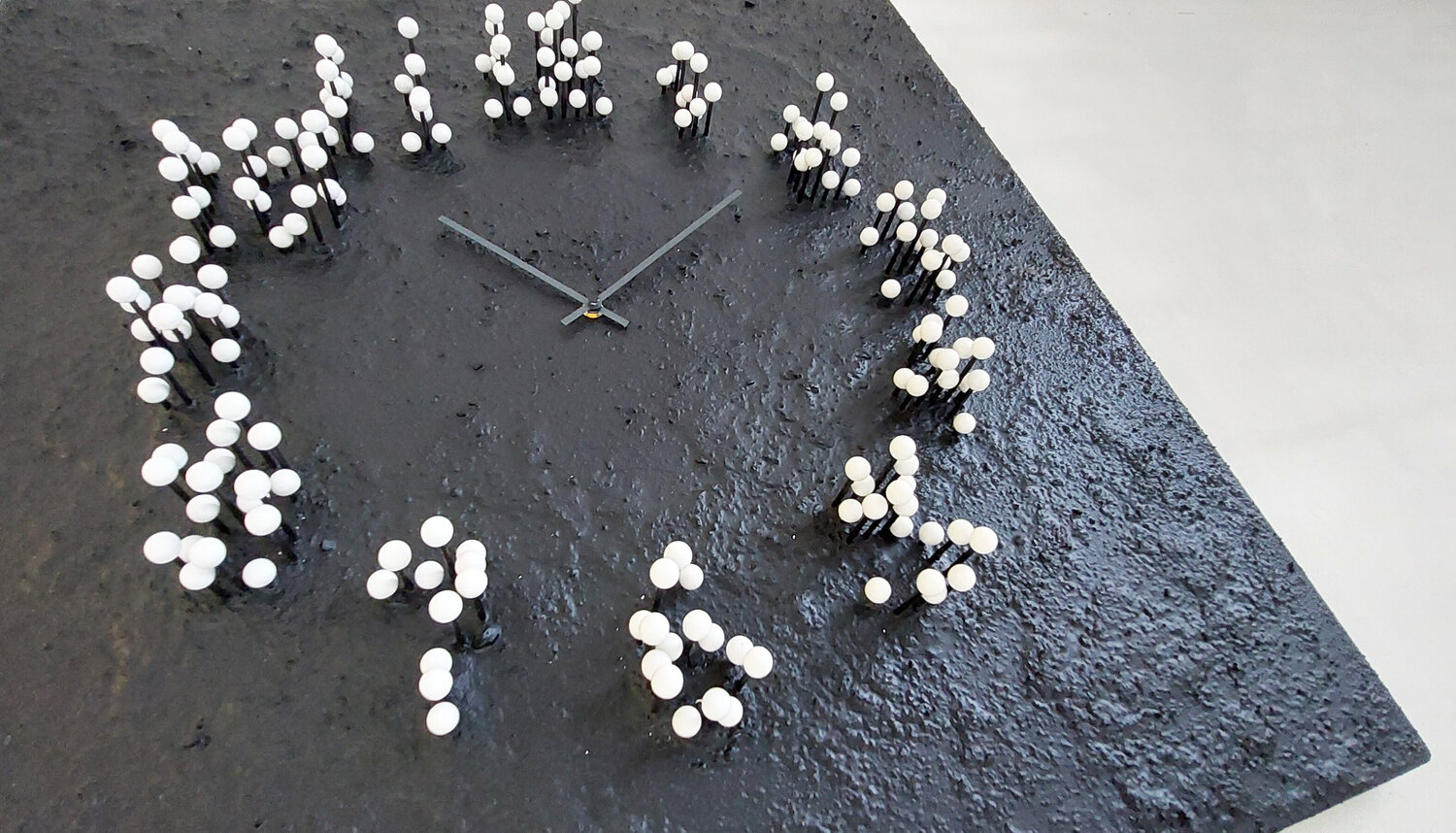 mocap (white black) illusionistic wall clock / wall-sculpture Jan Paul