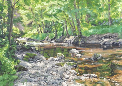 Rivière à l'ombre des bois di Anne Baudequin, Pittura in vendita su Singulart