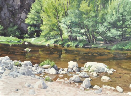 Rochers sur les bords de Loire von Anne Baudequin, Malerei kaufen auf Singulart