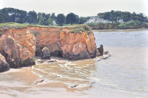 Falaises à Pénestin, Bretagne di Anne Baudequin, Pittura in vendita su Singulart