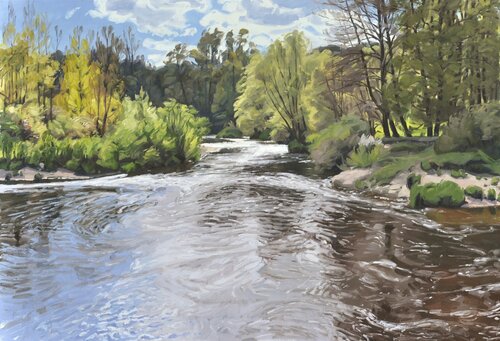 Dix mai, sur les bords de Loire di Anne Baudequin, Pittura in vendita su Singulart