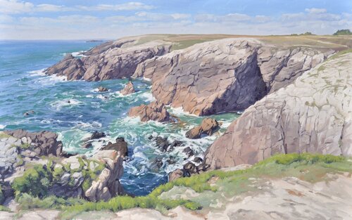 Côte sauvage de Quiberon, Port Kehau di Anne Baudequin, Pittura in vendita su Singulart
