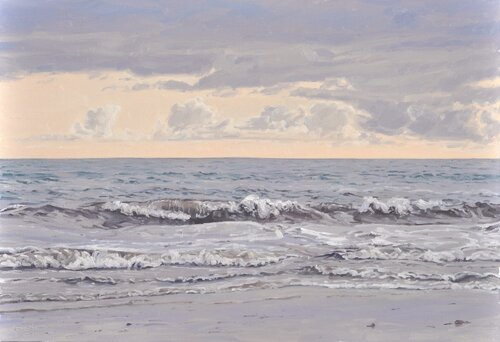 Coucher de soleil sur la plage di Anne Baudequin, Pittura in vendita su Singulart