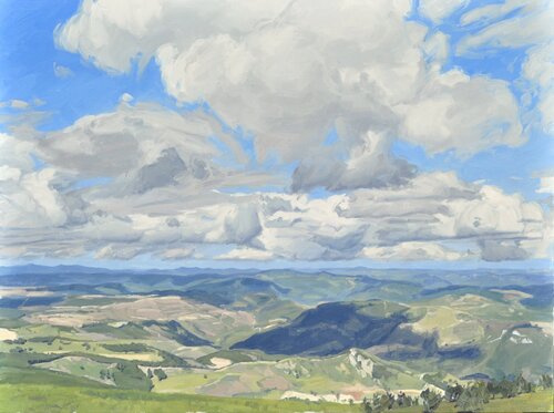 Nuages au-dessus du Mont Mézenc von Anne Baudequin, Malerei kaufen auf Singulart