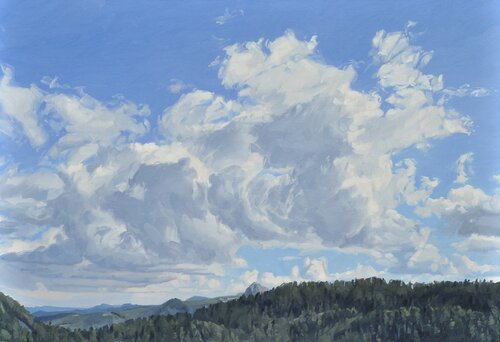 Cinq septembre, nuages, massif du Mézenc von Anne Baudequin, Malerei kaufen auf Singulart