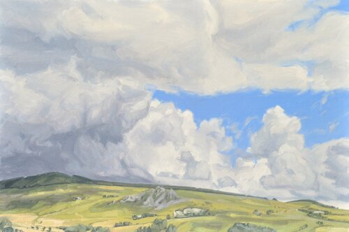 Vingt-quatre juin, nuages, massif du Mézenc di Anne Baudequin, Pittura in vendita su Singulart