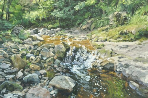 La Sumène, à travers roches par Anne Baudequin, Peinture en vente sur Singulart