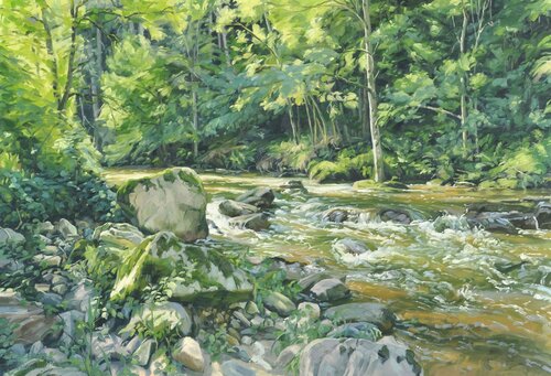 La Sumène après l'orage von Anne Baudequin, Malerei kaufen auf Singulart