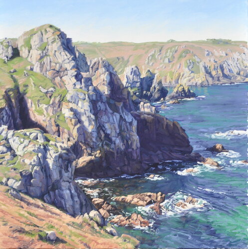 Cap Sizun, ombres sur la falaise di Anne Baudequin, Pittura in vendita su Singulart