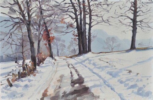 Vingt et un janvier, neige à Saint vincent di Anne Baudequin, Pittura in vendita su Singulart