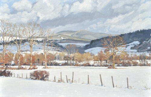 Vingt-quatre janvier, neige à saint-vincent di Anne Baudequin, Pittura in vendita su Singulart