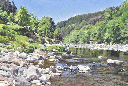 Trente mai, la Loire à Goudet di Anne Baudequin, Pittura in vendita su Singulart