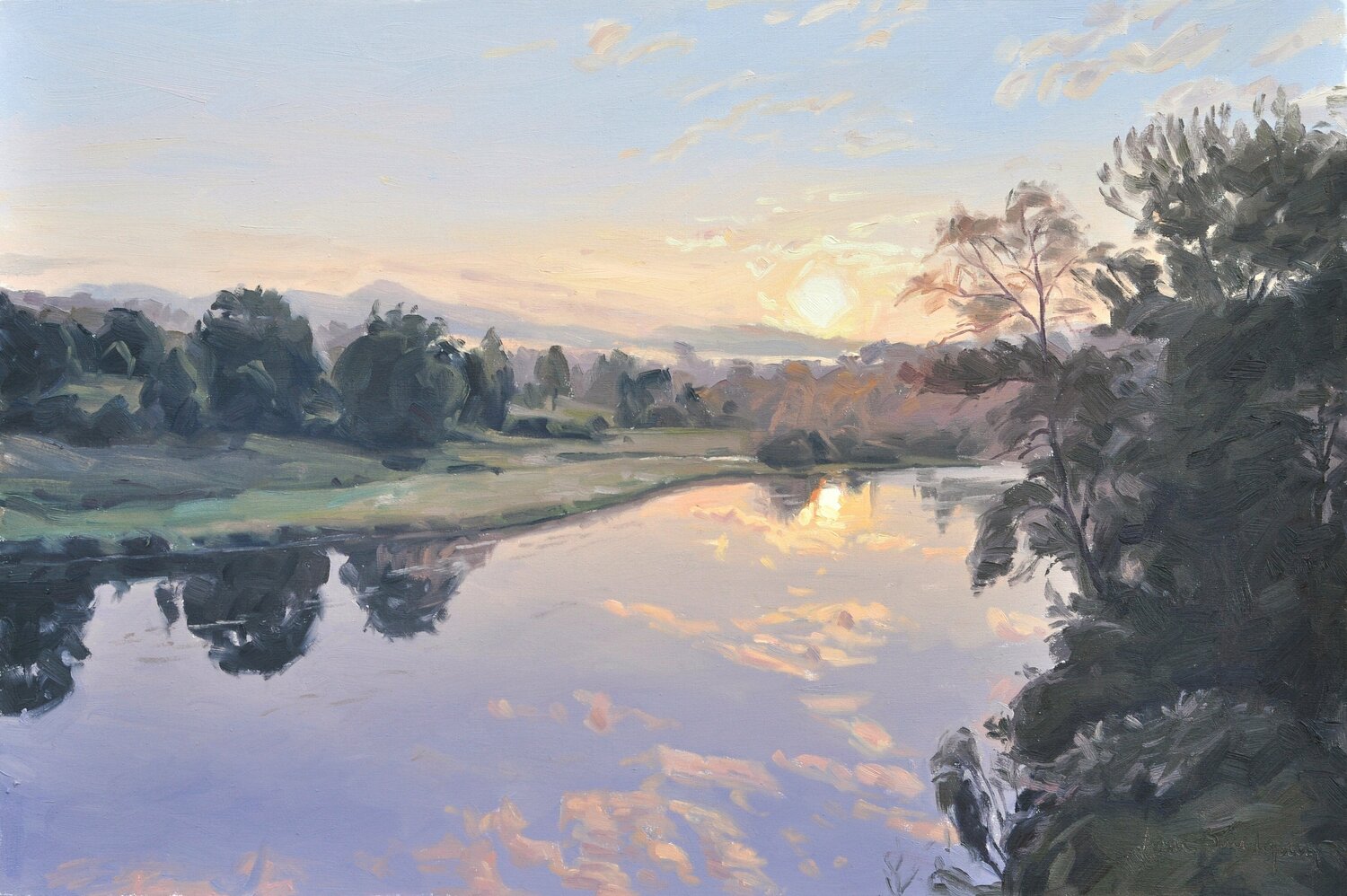 Cinq septembre, lever de soleil sur la Loire Anne Baudequin Originalgemälde zu verkaufen