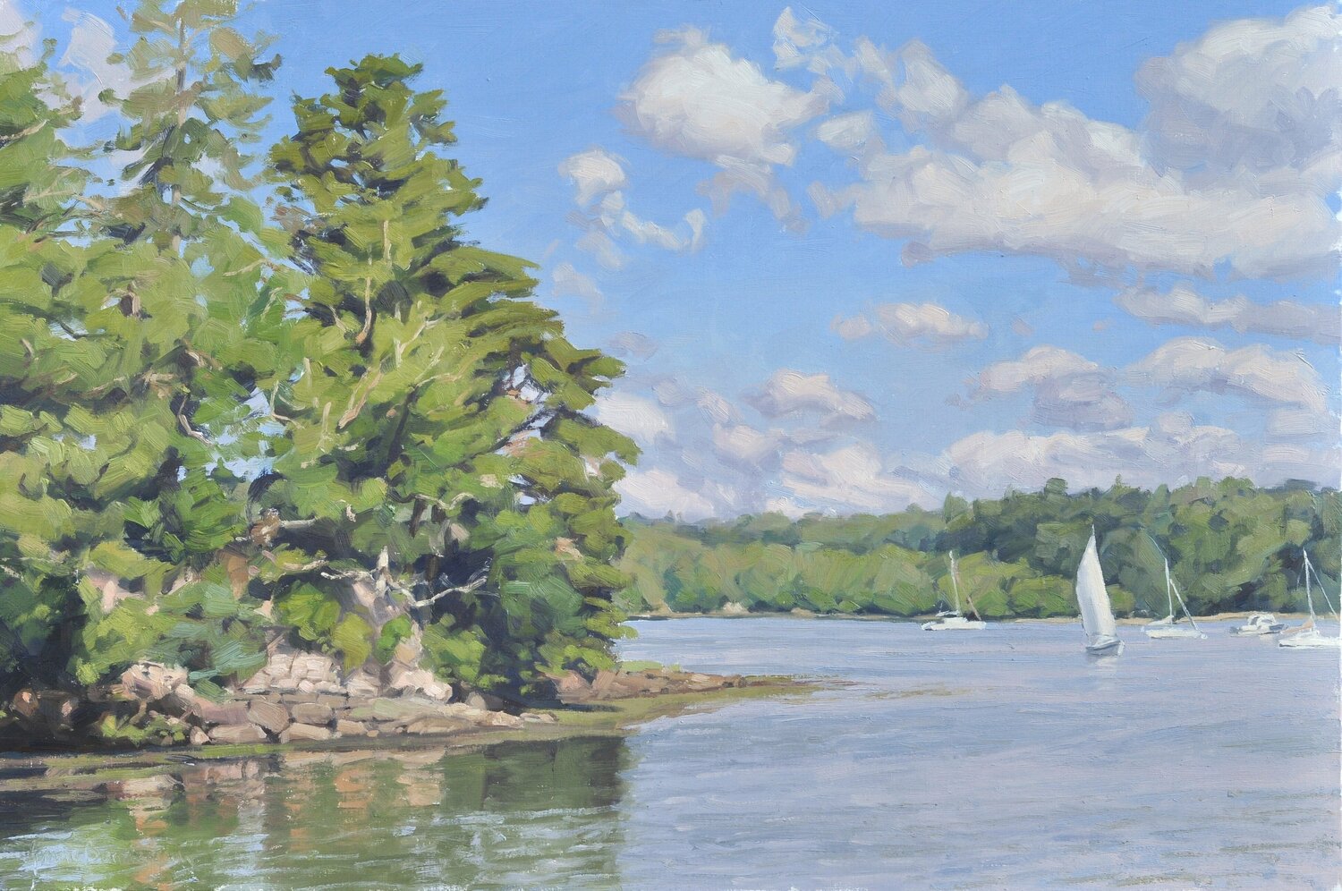 Au long de la rivière d'Auray Anne Baudequin Originalgemälde zu verkaufen