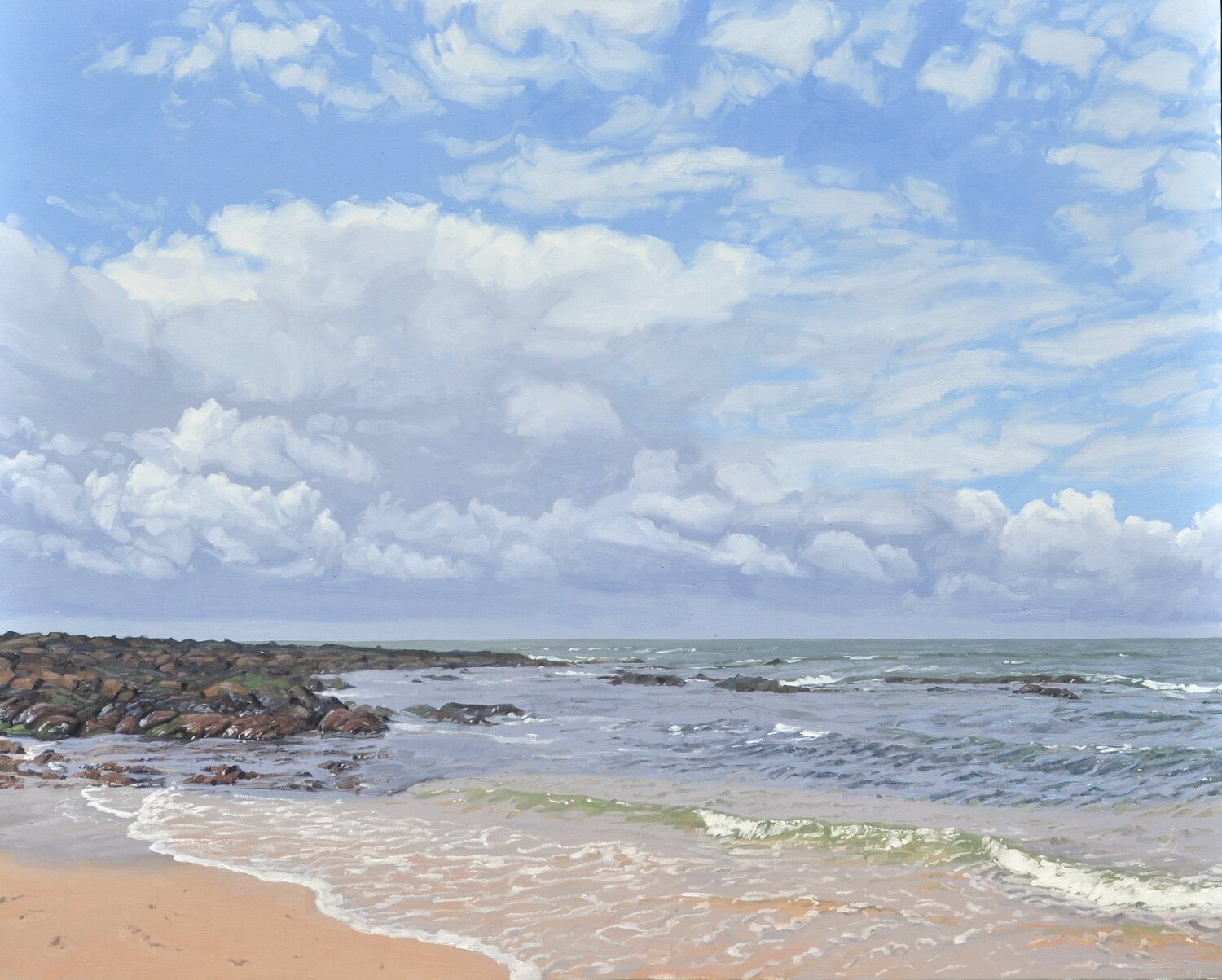 Nuages au-dessus de la plage, Batz-sur-mer Anne Baudequin Originalgemälde zu verkaufen