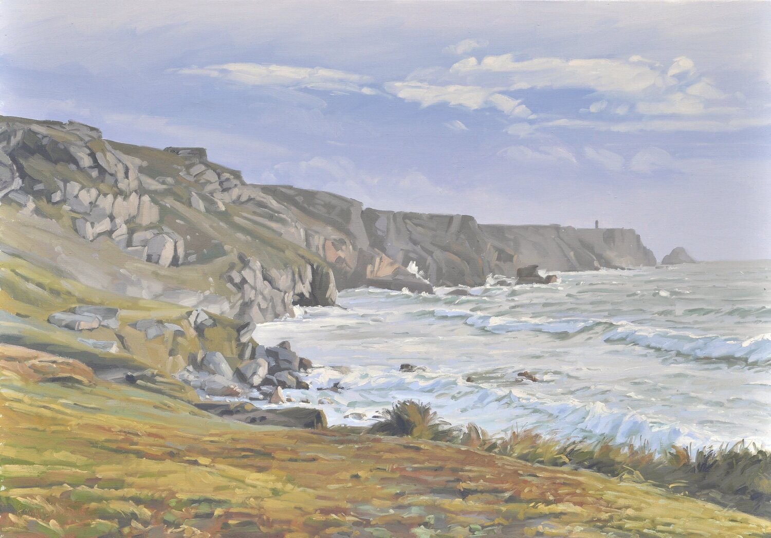 Plage de Pen Hat, lumière du soir Anne Baudequin Dipinto originale in vendita