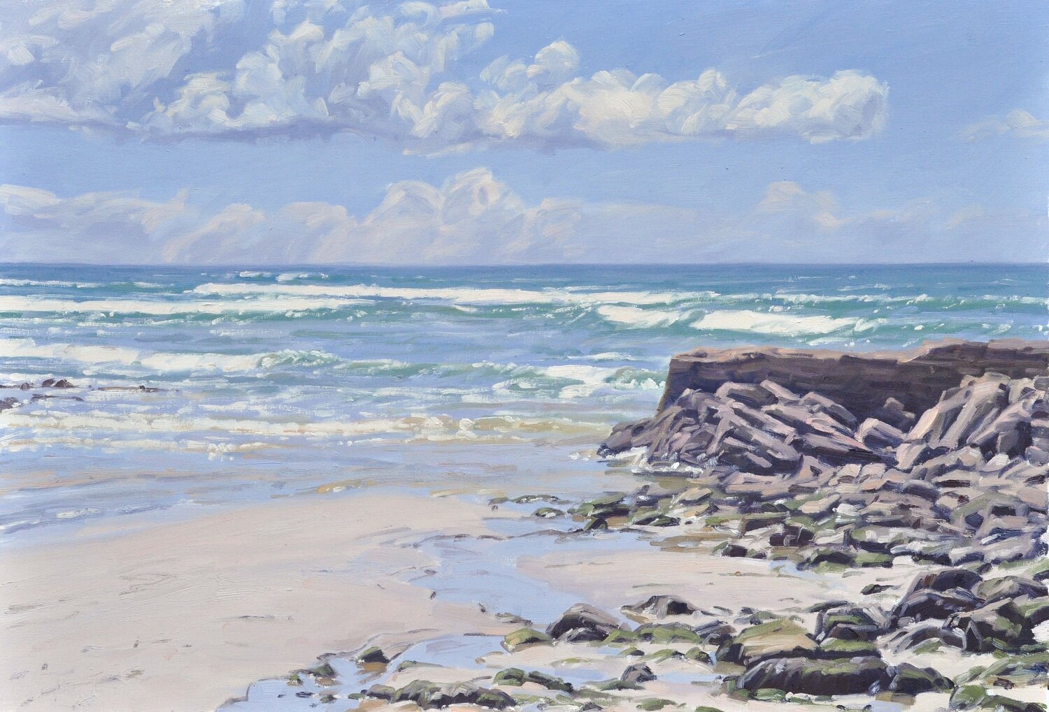 Plage à marée basse, lumière du matin Anne Baudequin Originalgemälde zu verkaufen