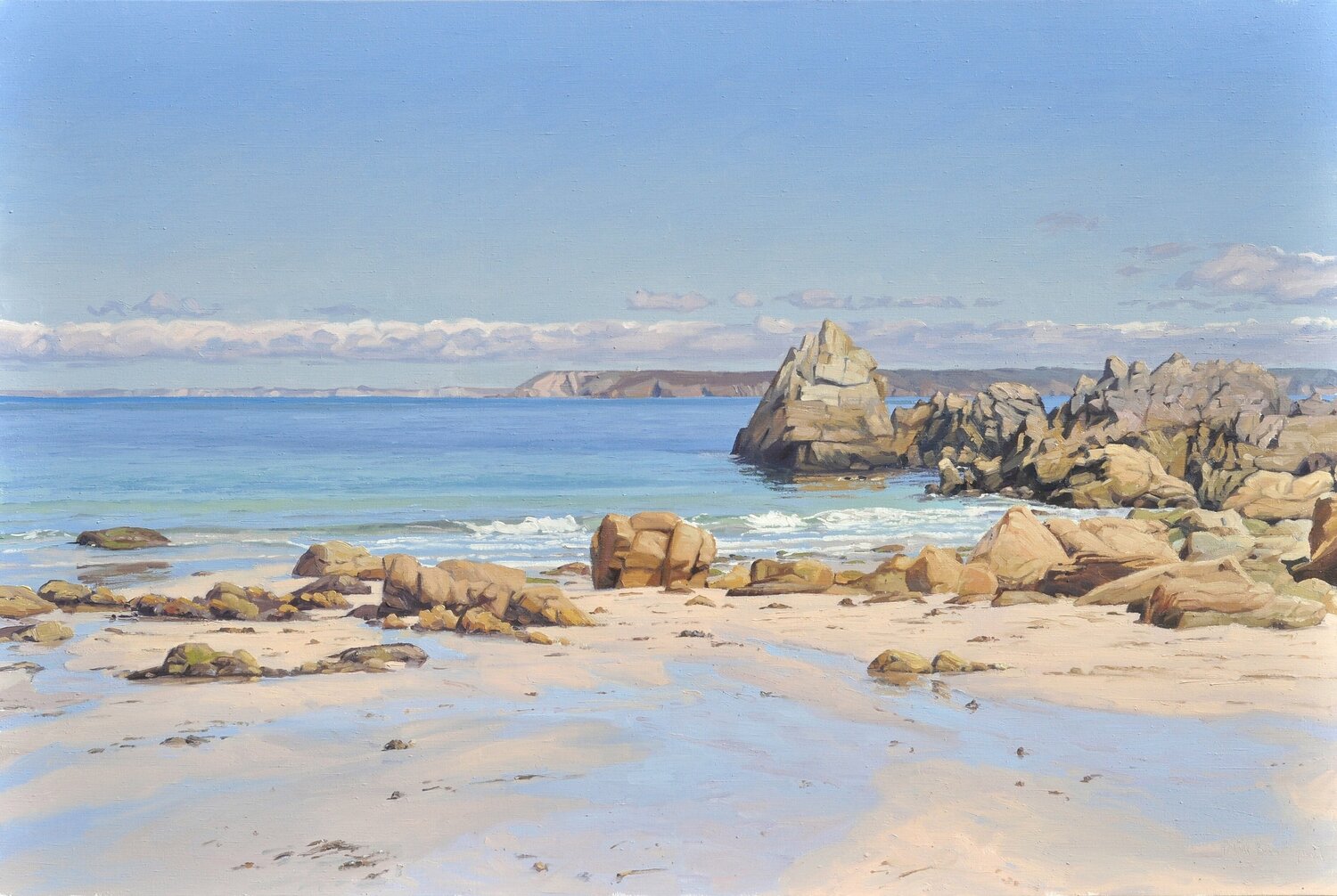 Plage de Bretagne, Lesven à marée basse Anne Baudequin Originalgemälde zu verkaufen