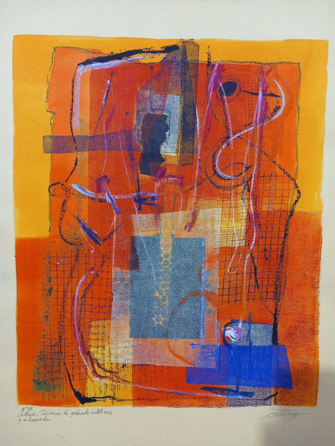 17 von Pedro Carrasco (2023) Werk auf Papier Collage, Aquarell auf