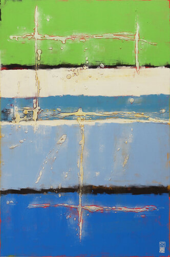 Mr Greenfield Blue Water di Ronald Hunter, Pittura in vendita su Singulart