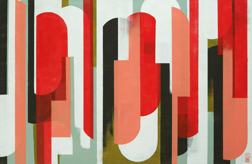 Traffic Red & Pink di Ronald Hunter, Pittura in vendita su Singulart