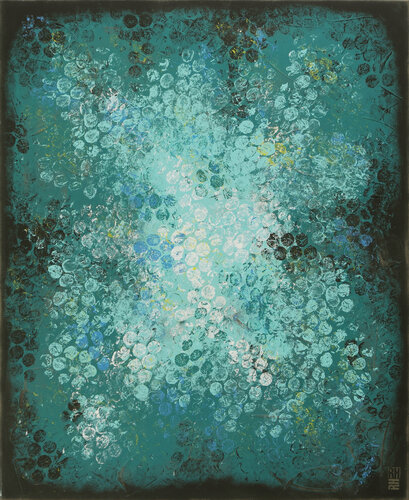 Blue Black Bubbles di Ronald Hunter, Pittura in vendita su Singulart