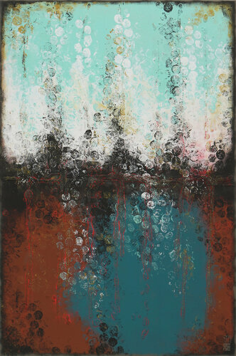 Boiling Bubbles Warm Red di Ronald Hunter, Pittura in vendita su Singulart