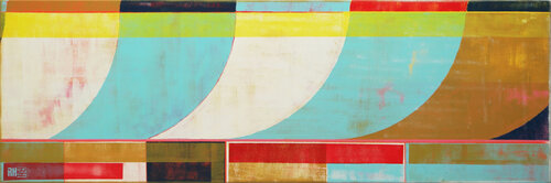 Circle in Circle - Turquoise 50 di Ronald Hunter, Pittura in vendita su Singulart