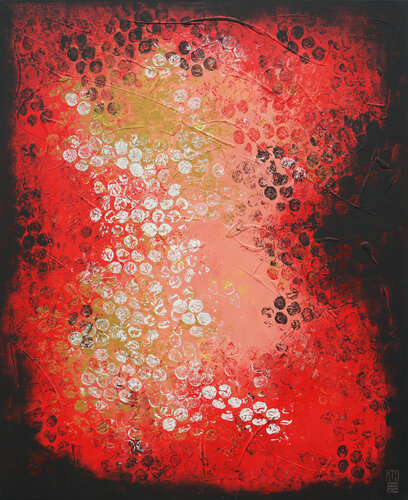 Boiling Bubbles Red di Ronald Hunter, Pittura in vendita su Singulart