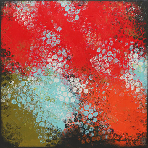 Boiling Bubbles Red & Blue di Ronald Hunter, Pittura in vendita su Singulart