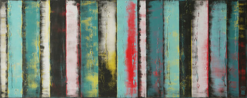 Turquoise Panels Light di Ronald Hunter, Pittura in vendita su Singulart