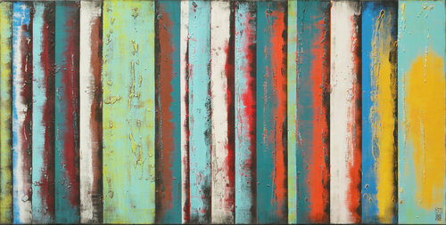 Yellow panels XL di Ronald Hunter, Pittura in vendita su Singulart