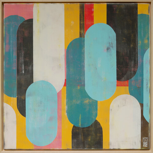 Traffic pink square di Ronald Hunter, Pittura in vendita su Singulart