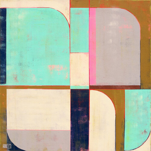 Circle in Circle Mint 90x90 di Ronald Hunter, Pittura in vendita su Singulart