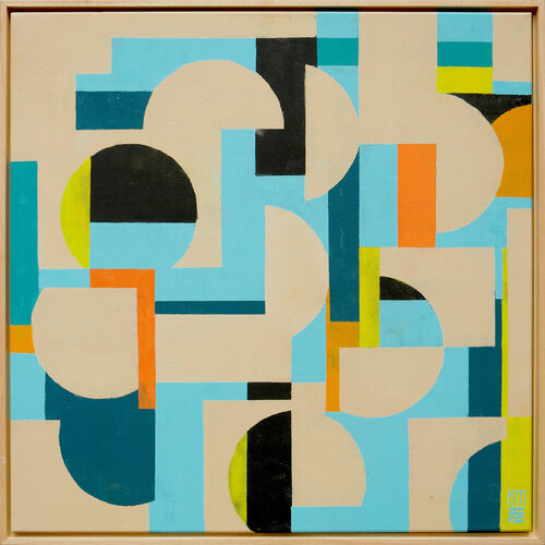 Circle in Circle - The maze blue di Ronald Hunter, Pittura in vendita su Singulart