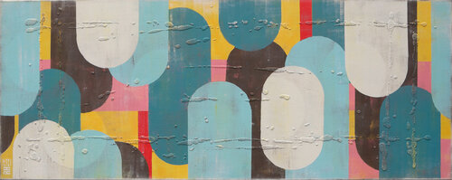 Traffic pink landscape 150 van Ronald Hunter, Schilderij te koop op Singulart