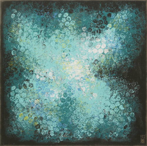 Boiling bubbles blue van Ronald Hunter, Schilderij te koop op Singulart