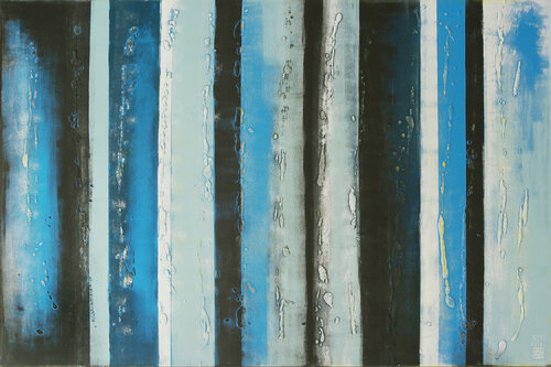 Panels Cool Blue di Ronald Hunter, Pittura in vendita su Singulart