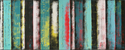 Turquoise Panels Light di Ronald Hunter, Pittura in vendita su Singulart