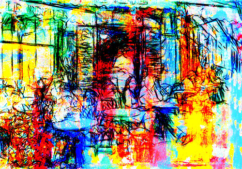 Cafeszene  Cafe Le Refuge Paris  bei Montmartre Station by Lee Eggstein, Print for Sale on Singulart