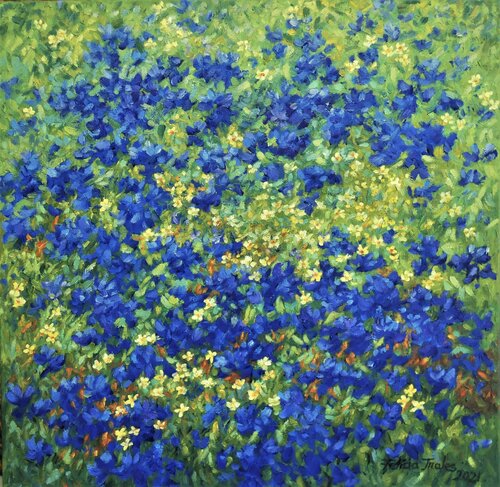 Blue Flowers di Felicia Trales, Pittura in vendita su Singulart